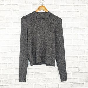 House of Harlow 1960 Gray Metallic Mock Sweater Ribbed knit Size Large